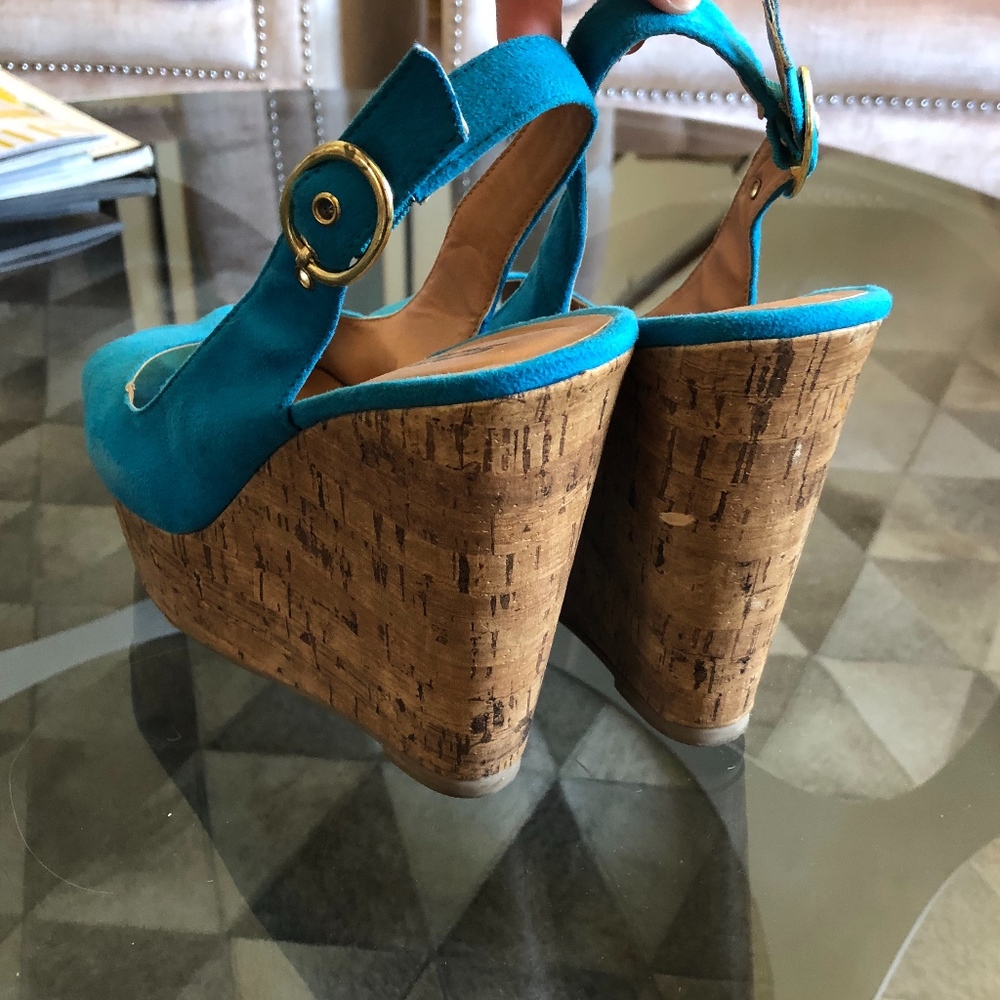 Blue Buckled Wedges - Picture 4 of 4